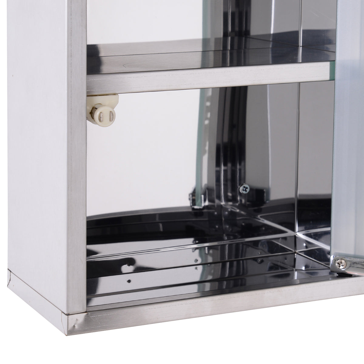 Stainless Steel wall mounted Medicine Cabinet with 2 Shelves + Security Glass Door Lockable 48 cm(H)