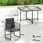 Outsunny 4-Seater Garden Dining Set, Rattan Outdoor Furniture with Space-Saving Chairs and Thick Cushions for Patio Balcony, Black