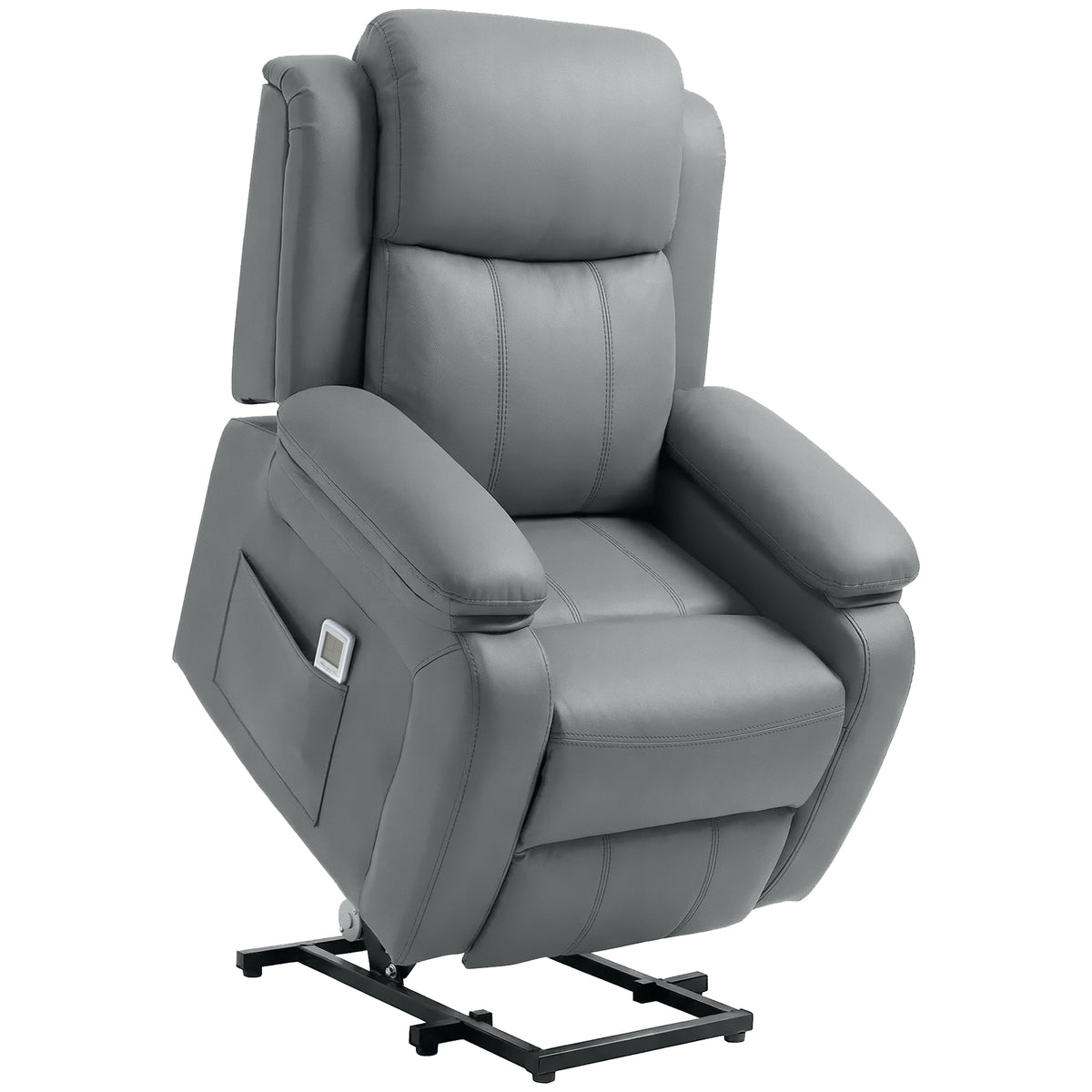 Riser and Recliner Chair with Vibration Massage, PU Leather Power Lift Chair for Elderly, Grey
