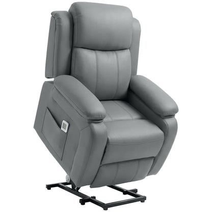 Riser and Recliner Chair with Vibration Massage, PU Leather Power Lift Chair for Elderly, Grey