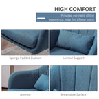 HOMCOM Swivel Accent Chair, Linen Fabric Tub Vanity Chair, Modern Armchair with Adjustable Height and Lumbar Support for Living Room Bedroom Salon Make up Room Dressing Table, Blue