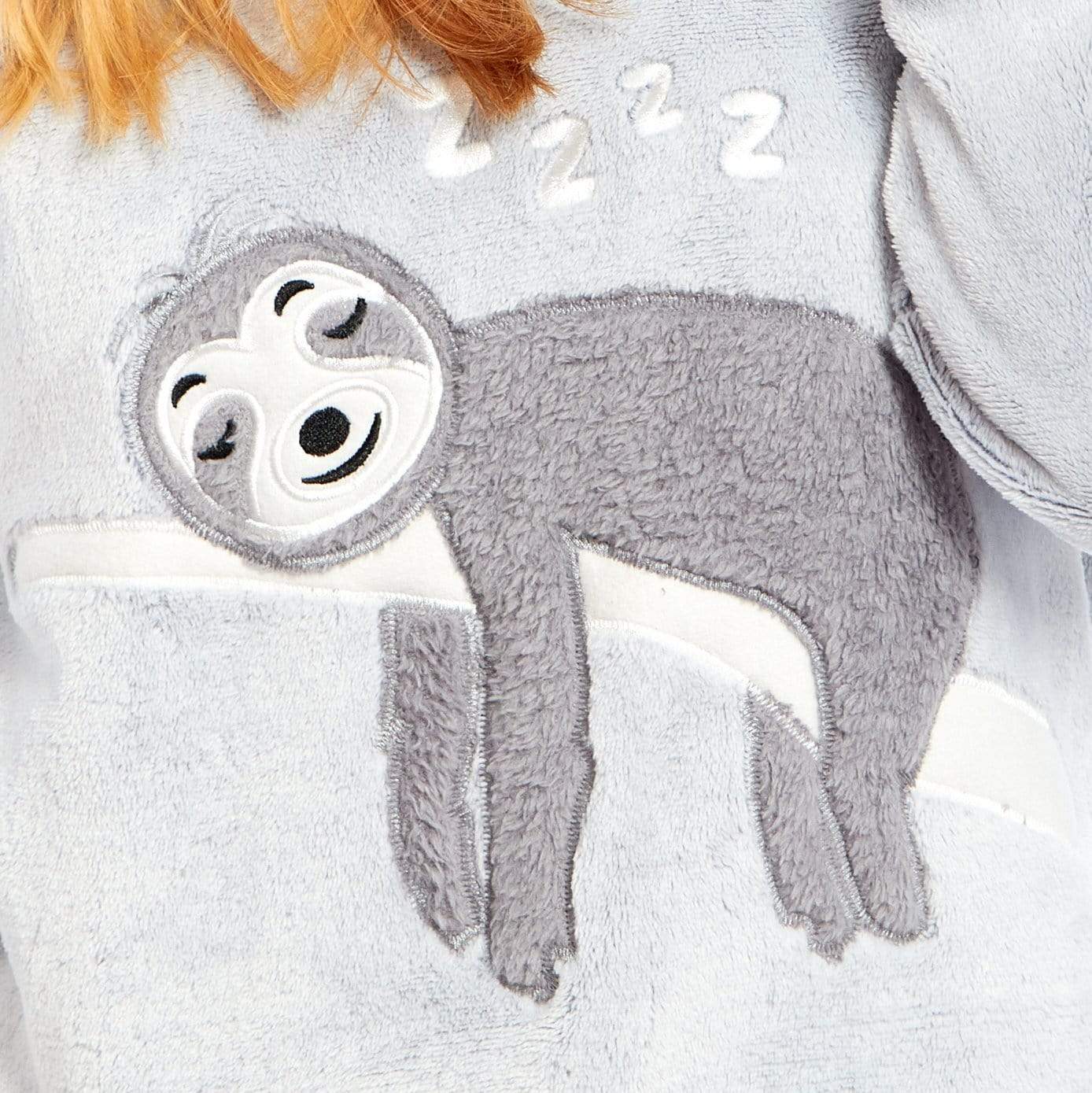 Matching Mother Daughter Plush Fleece Hooded Pyjama Set with Embroidered Sloth Design Ultra-Soft Sherpa-Lined Nightwear for Girls and Women by Daisy Dreamer