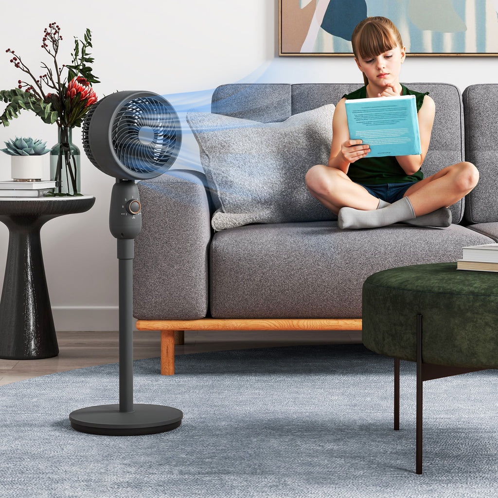 Pedestal Fan, Powerful Air Circulator, 36 Inch Floor Standing Fan with 3 Speed Settings, 70° Oscillating for Bedroom, Home and Office, Grey