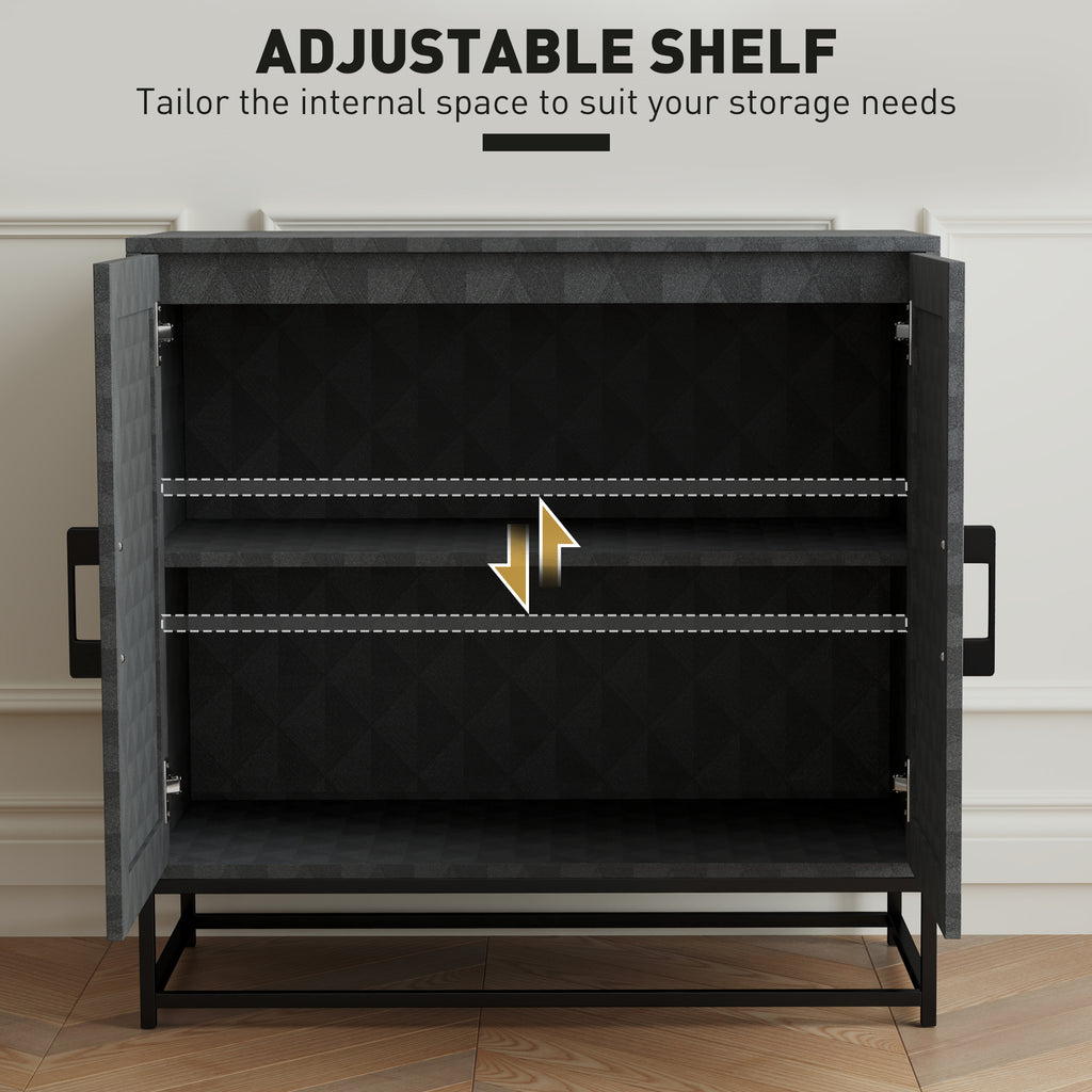 HOMCOM Modern Sideboard, Freestanding Sideboard Storage Cabinet with Adjustable Shelf and 2 Doors for Living Room, Black