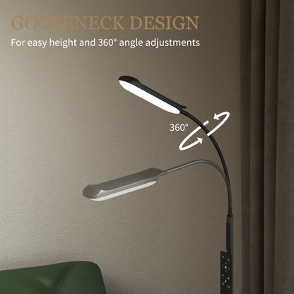 LED Floor Lamp, Standing Lamp with Remote & Touch Control, Stepless Dimmable Colours Temperature & Brightness, 360° Adjustable Gooseneck, 1 Hour Timer, Memory Function for Living Room, Black