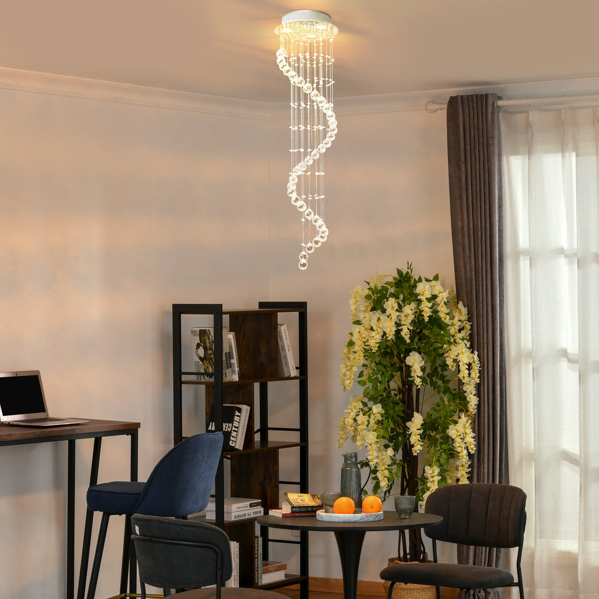 Modern Crystal Chandelier Ceiling Light Pendant Lamp Chrome Finish Glass Droplets New, for Living Room, Bedroom, Hallway, ?30 x 120cm