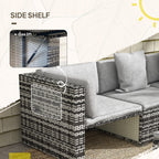 Outsunny Seven-Piece Rattan Patio Furniture Set, with Cushions - Grey