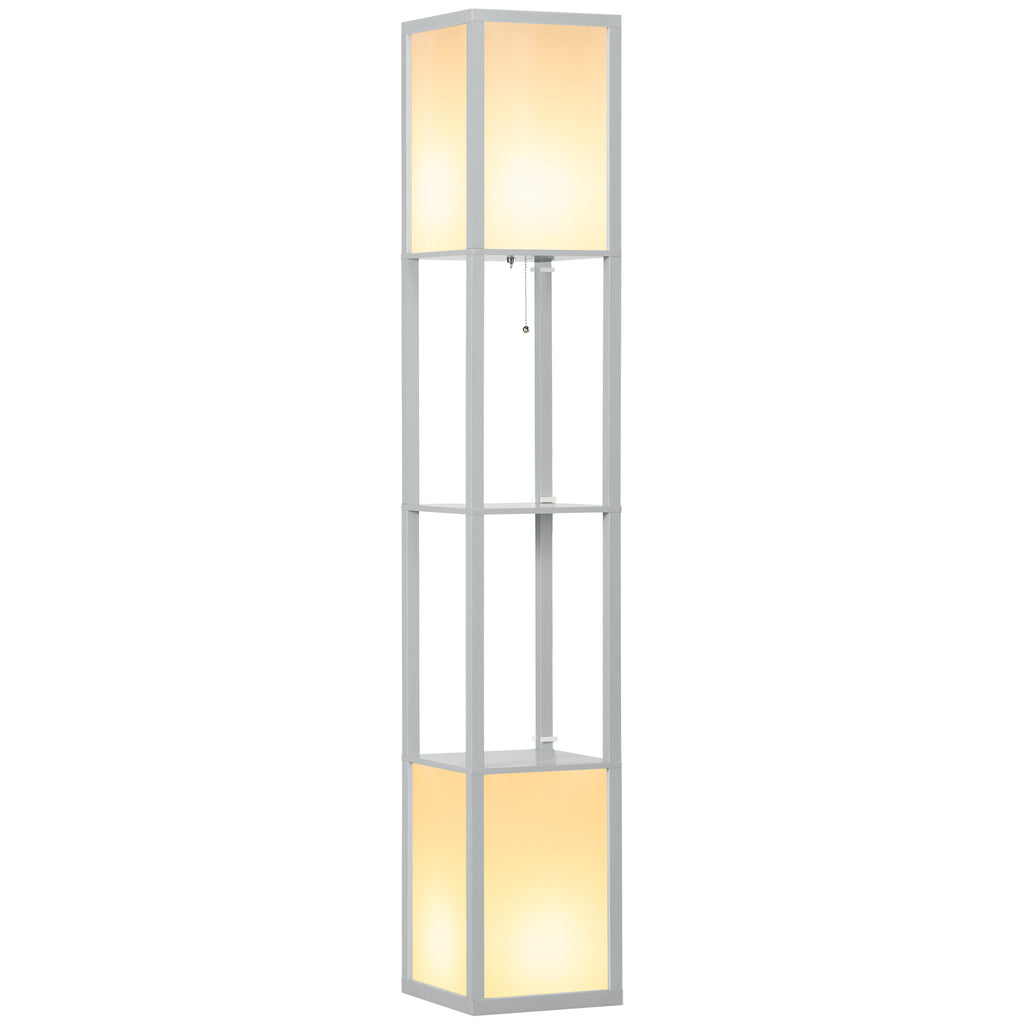 Modern Shelf Floor Lamp with Dual Ambient Light, Standing Lamp Living Room, Bedroom, 156cm, Grey