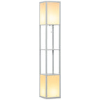 Modern Shelf Floor Lamp with Dual Ambient Light, Standing Lamp Living Room, Bedroom, 156cm, Grey