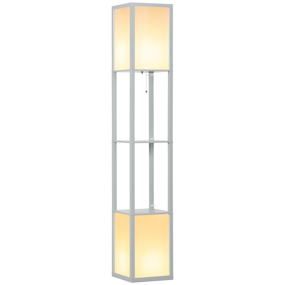 Modern Shelf Floor Lamp with Dual Ambient Light, Standing Lamp Living Room, Bedroom, 156cm, Grey