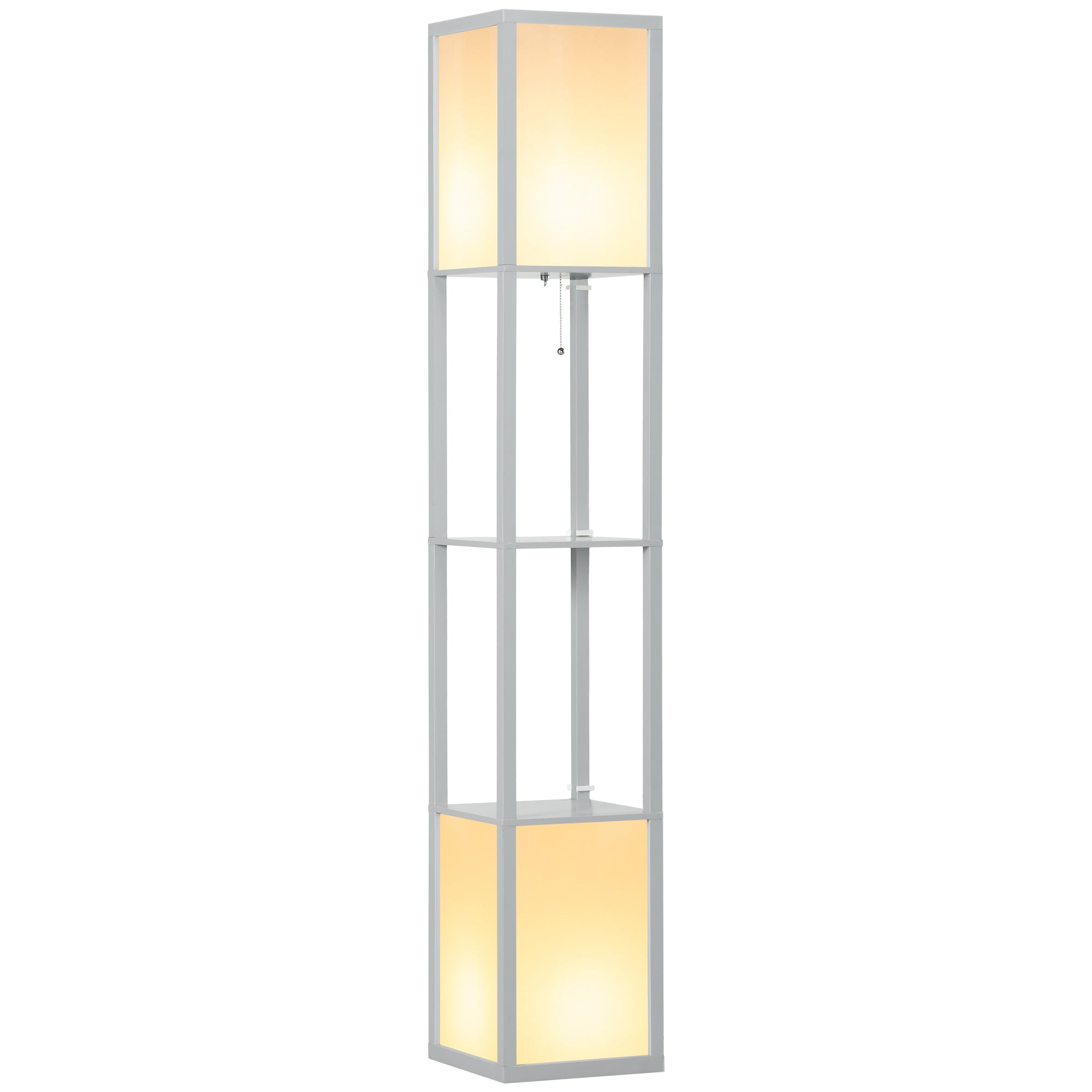 Modern Shelf Floor Lamp with Dual Ambient Light, Standing Lamp Living Room, Bedroom, 156cm, Grey