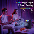 Air Cooler with Adjustable Head, Portable Air Conditioner with 3 Wind Speed, 2 Cool Mist, RGB Light, Black