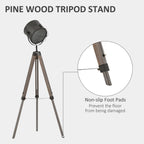 Floor Lamp with Adjustable Tripod for Living Room Bedroom, Vintage Spotlight Reading Lamp with Wood Legs, 115-155cm, Grey