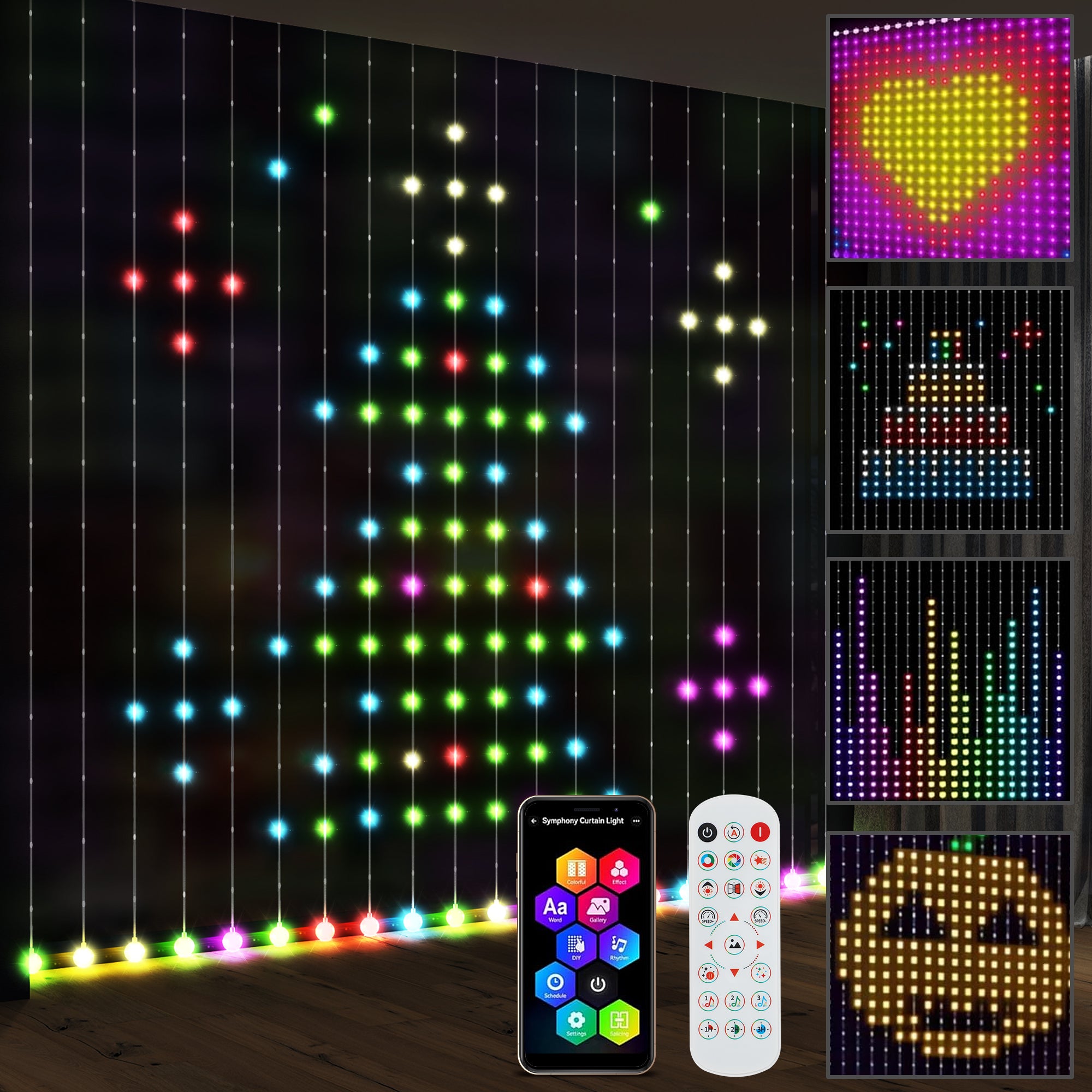 LED Curtain Lights, Smart Curtain Fairy Plug In, Colour Changing Wall Lights with Remote, App, Dynamic DIY Hanging Window String Lights for Bedroom Living Room, 3x3(m), 400 RGBIC LED