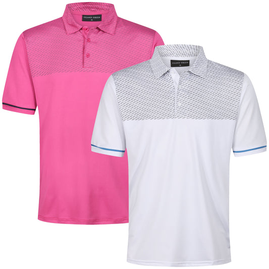 Island Green Dash Print Golf Sport Polo Shirt