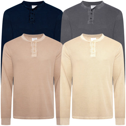 M&S Henley Waffle Long Sleeve Top