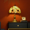 Tiffany Stained Glass Table Lamp, Handmade Antique Bedside Lamp for Bedroom, Living room, Home, Nightstand, Decorative Night Light, Orange Sunflower