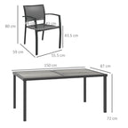Outsunny Five-Piece Casual Outdoor Dining Set, with Wood-Effect Table - Grey