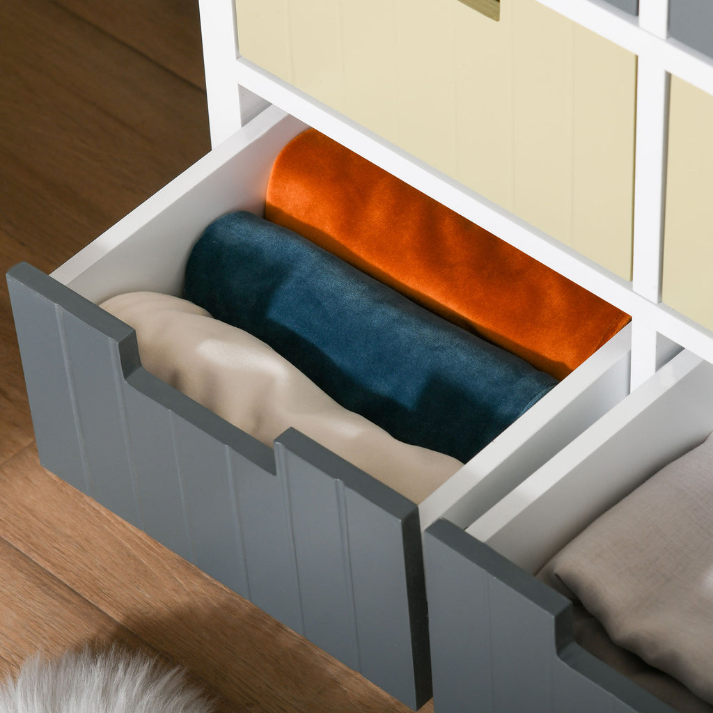 HOMCOM 6 Drawer Storage Tower, Dresser Chest with Wood Top, Organiser Unit for Closets Bedroom Nursery Room Hallway