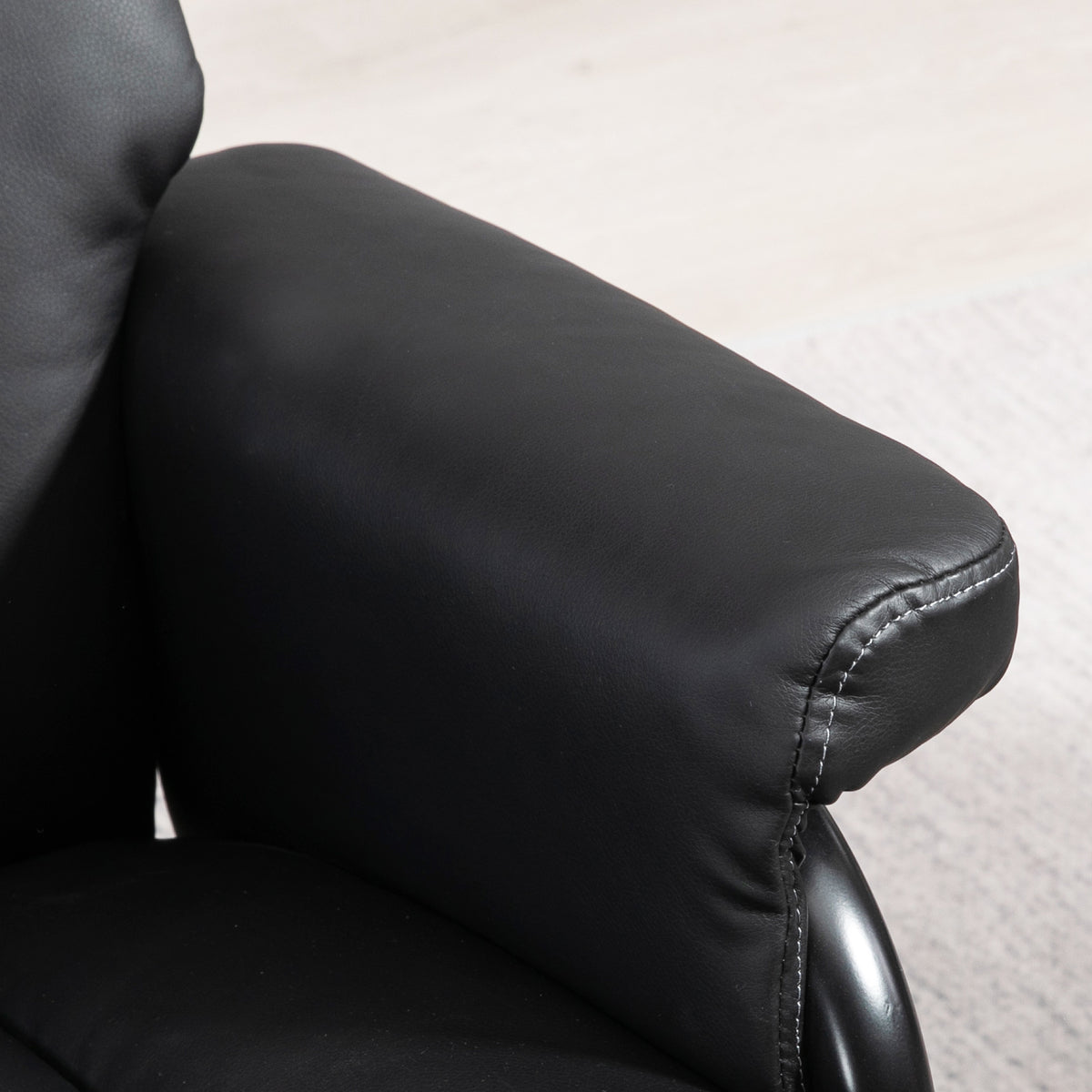 Swivel Recliner Chair with Footstool, PU Leather Recliner Armchair with Ottoman, Steel Base, Upholstered Reclining Chair for Living Room, Bedroom, Office, Black