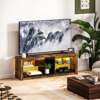 TV Stand Cabinet with LED Lights and Remote Control for TVs up to 65", Entertainment Centre with Storage Shelves and Compartment, Rustic Brown