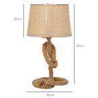 Nautical Style Table Lamp with Fabric Lampshade Metal Frame Power Switch, 48cm Home Desk Lamp Bedroom Living Room Study E27 Base, Beige
