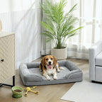 PawHut Dog Sofa Bed, Washable Pet Bed with Removable Cover and Non-Slip Bottom for Cats, Small and Medium Dogs, Grey