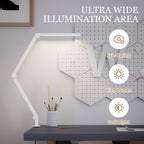 LED Desk Lamp, Dimmable Desk Light with Swing Arm and Clamp, Adjustable Eye-Caring Table Lamp with 2 Colour Modes & 5 Brightness Levels for Study, Drawing, Office, Architect, Task, White