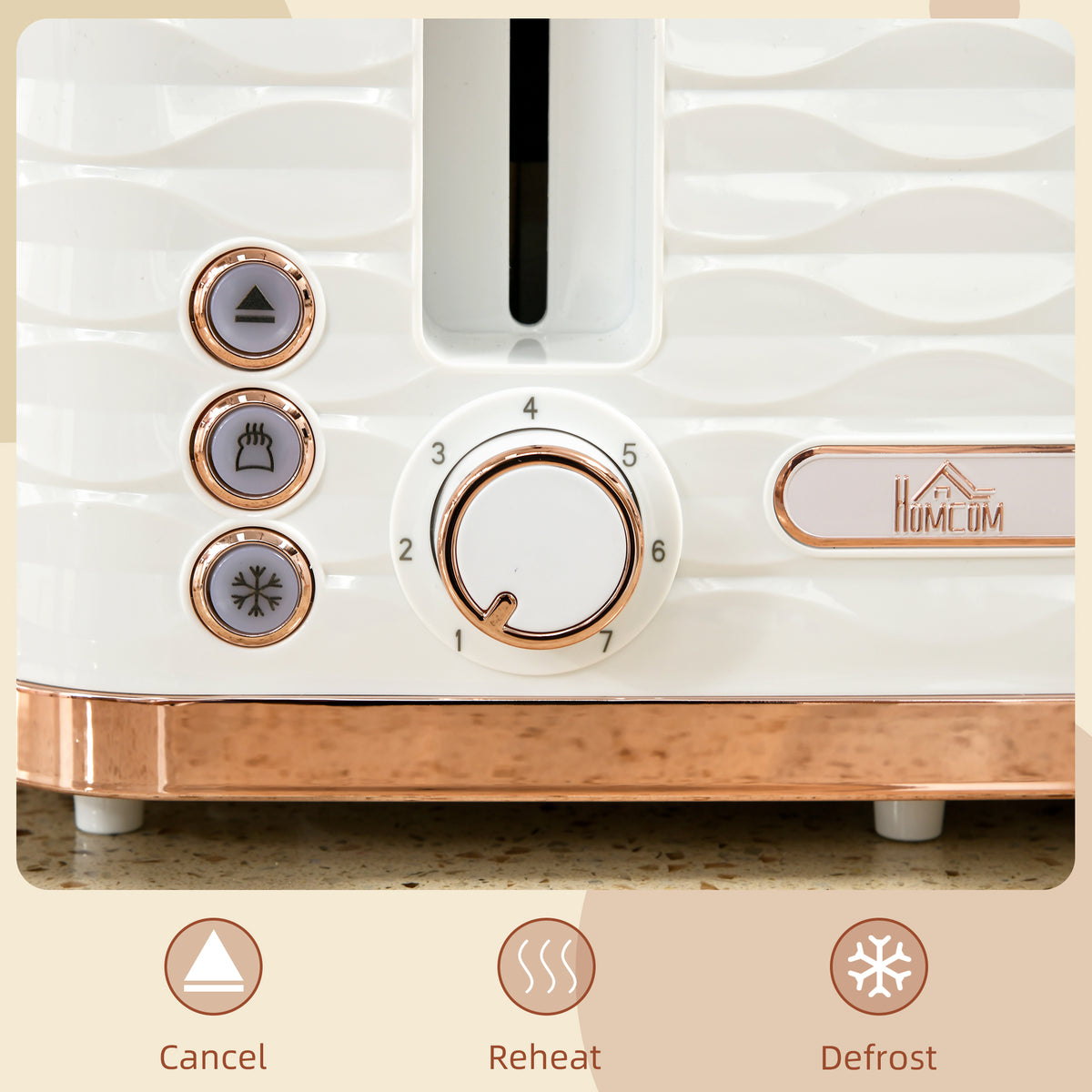 Four-Slice Rippled Toaster - White