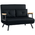 HOMCOM 4-in-1 Velvet-Feel Double Sofa Bed, with Pillows - Black