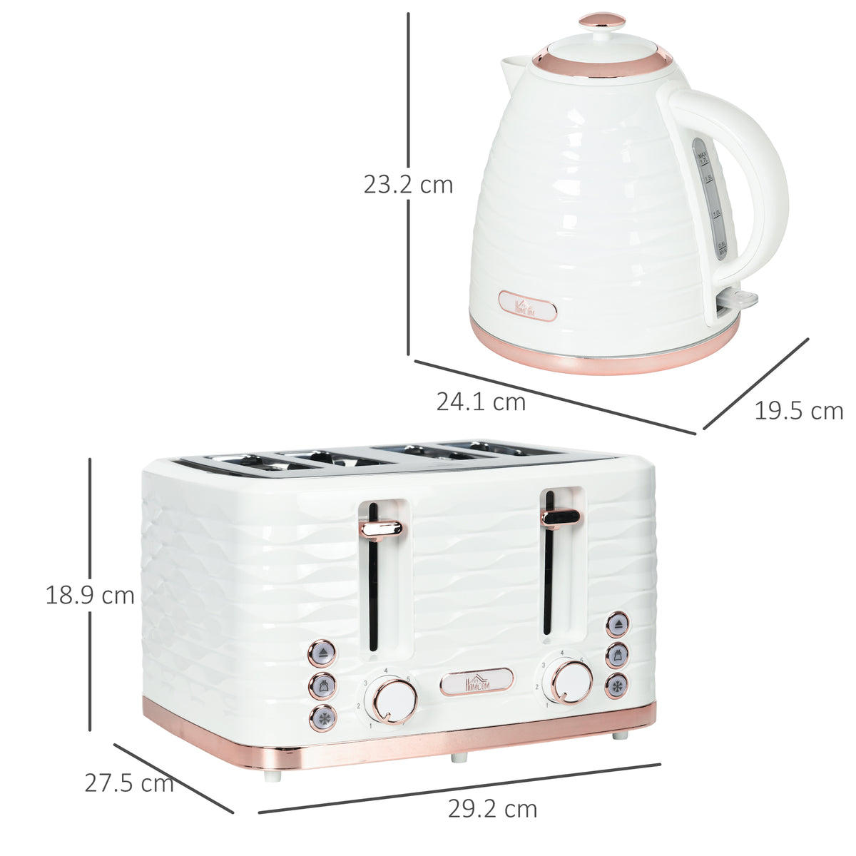 Kettle and Toaster Sets, 3000W 1.7L Rapid Boil Kettle & 4 Slice Toaster with 7 Browning Controls, Defrost, Reheat and Crumb Tray, UK Otter thermostat, Cream White