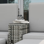 Outsunny Rattan Sun Lounger w/ Storage Tea Table & Footstools, Grey