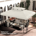 Outsunny 3x4m Gazebo Replacement Roof Canopy 2 Tier Top UV Cover Garden Patio Outdoor Sun Awning Shelters Cream (TOP COVER ONLY)