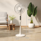Three Mode Pedestal Fan, with Insect Repellant Box and LED Panel - White