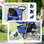 PawHut 3 Wheel Pet Stroller for Small and Miniature Dogs, Blue
