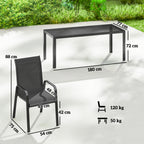 Outsunny 9 Pieces Garden Dining Set, Outdoor Table and Chairs Set for 8, Garden Furniture Set with Tempered Glass Top, Black