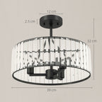 Crystal Ceiling Light, Semi Flush Mount Modern Crystal Chandelier Ceiling Light, E14 Base 3-Lights, Bulbs Not Included