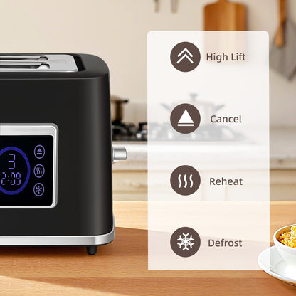 Touch Screen Kettle and Toaster Set - Black