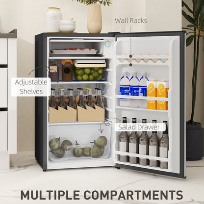 Under Counter Fridge, 91L Small Fridge with Chiller Box, Removable Shelf, Reversible Door, Adjustable Legs, Mini Refrigerator,  Silver Tone