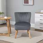 HOMCOM Velvet Accent Chair Occasional Tub Seat Padding Curved Back with Wood Frame Legs Home Furniture for Bedroom Living Room Set of 2 Grey