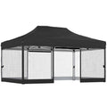Outsunny 3 x 4.5 m Pop Up Gazebo with Mesh Nettings, UPF50+ Heavy Duty Outdoor Garden Party Tent Marquee, Black