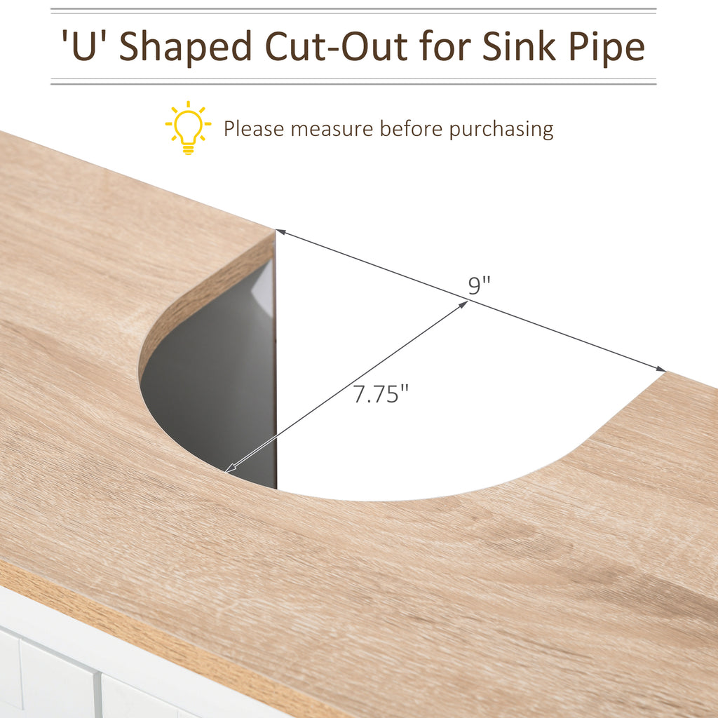 kleankin Under Sink Cabinet, Bathroom Sink Cabinet with 2 Doors, Pedestal Under Sink Design, Freestanding Bathroom Cupboard with Adjustable Shelf, White