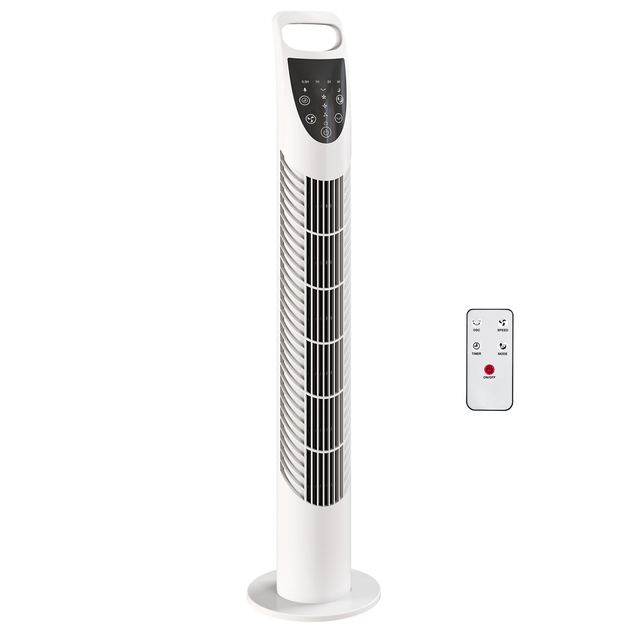 Tower Fan Oscillating 3 Speeds 3 Winds 40W w/ RC Timer Quiet - White