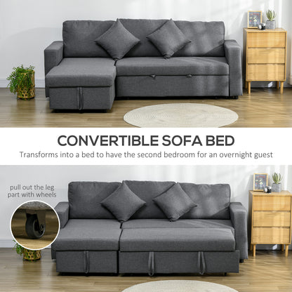 3 Seater Sofa Bed with Storage, Delivered to Your Home for Free, Dark Grey