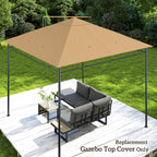 Outsunny 3 x 3 m Gazebo Canopy Replacement Cover, Garden Gazebo Roof Replacement with Drain Holes, TOP COVER ONLY, Beige