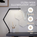 LED Desk Lamp, Dimmable Desk Light with Swing Arm and Clamp, Adjustable Eye-Caring Table Lamp with 2 Colour Modes & 5 Brightness Levels for Study, Drawing, Office, Architect, Task, Black