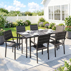Outsunny 7 Pieces Outdoor Dining Set, Patio Table and Chairs for 6, Garden Dining Furniture Set with Slatted Tabletop