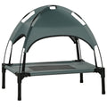 PawHut Outdoor Dog Bed with Removable Canopy, Portable Raised Dog Bed for Camping, Garden & Beach, Water-Resistant UV-Protection Mesh Pet Cot Sun Lounger, for Small Pets, 61 x 46 x 62 cm, Grey