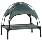 PawHut Outdoor Dog Bed with Removable Canopy, Portable Raised Dog Bed for Camping, Garden & Beach, Water-Resistant UV-Protection Mesh Pet Cot Sun Lounger, for Small Pets, 61 x 46 x 62 cm, Grey