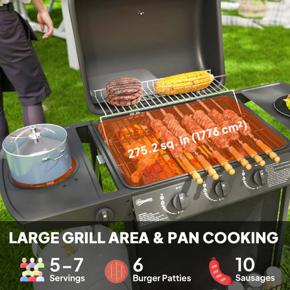Outsunny Four Burner Gas Grill BBQ - Black